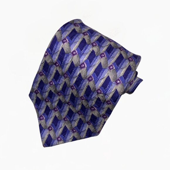 Today's Man Other - Vintage Today's Man Blue Silver & Purple 100% Silk Tie 60"x4" Made in Italy #367